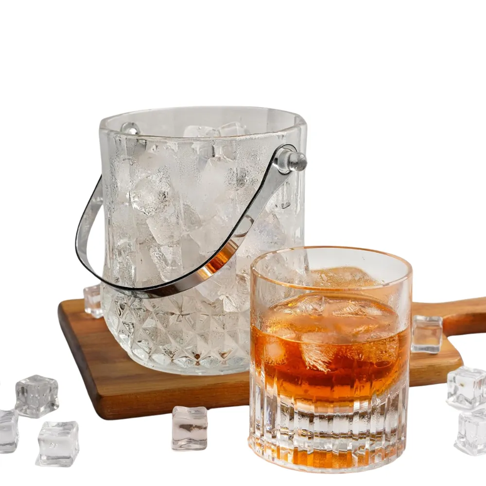 1.1L Mini Glass Ice Bucket with Handle and Tong 5