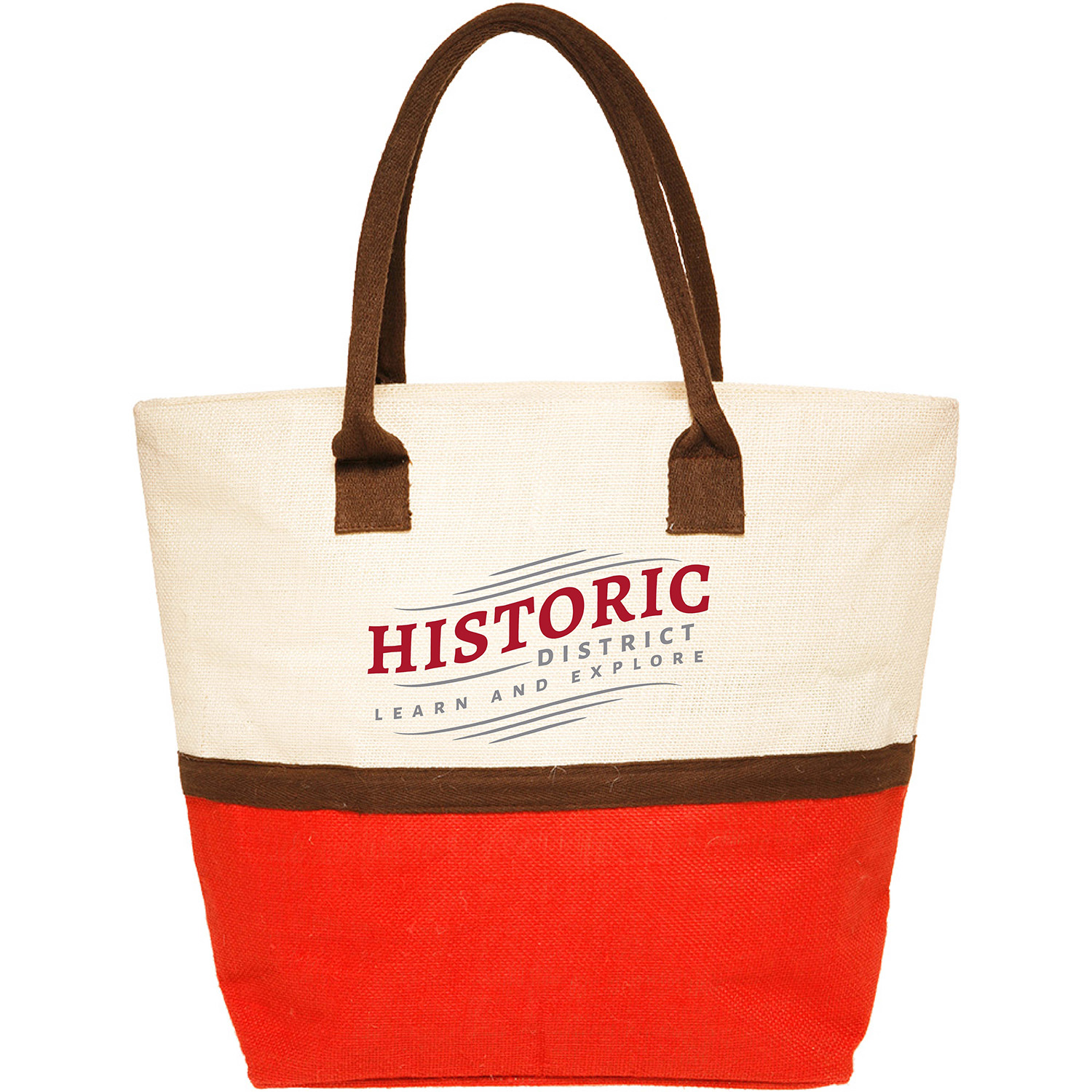 Two-Tone Jute Window Shopper Tote Bag (2 Color Imprint), custom tote bag with logo imprint 3