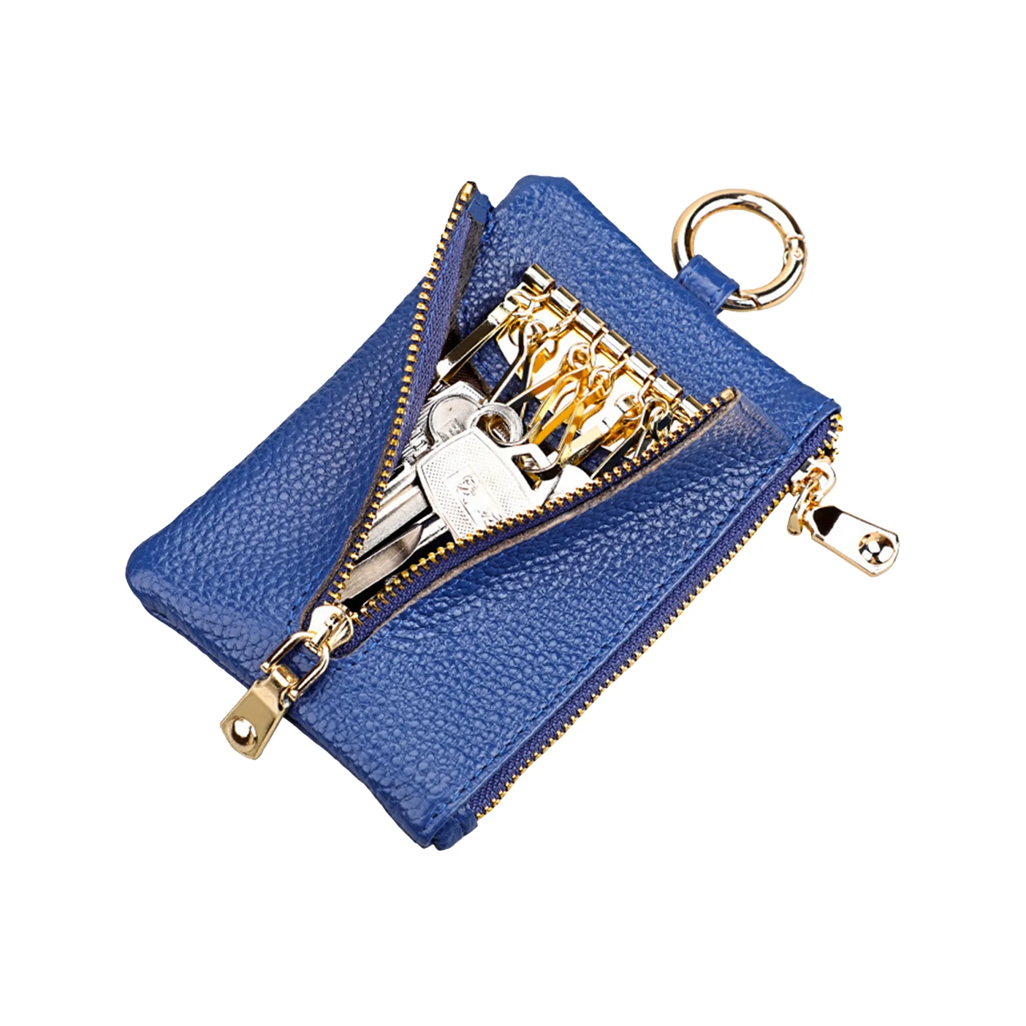 Genuine Leather Car Key Multi-Function Zipper Pouch 4