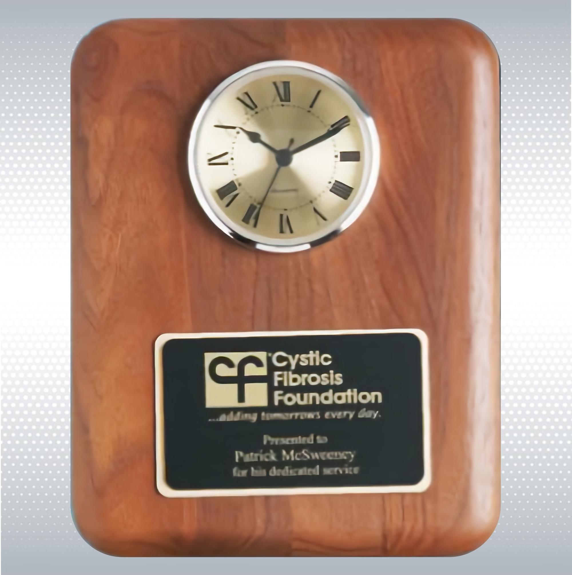 Walnut Round Edge Solid Wood Plaque w/ Clock 1