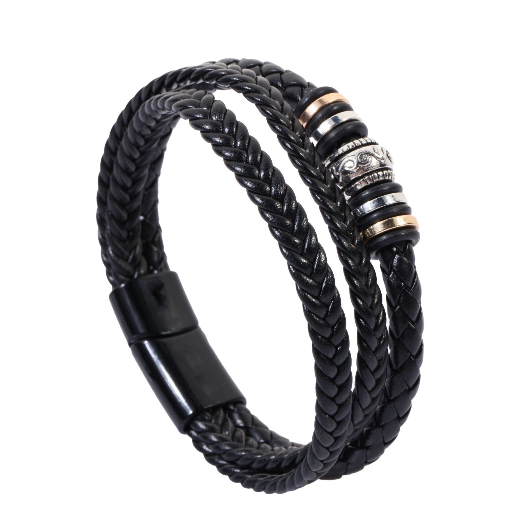 Punk Woven Leather Wrap Bracelet 2