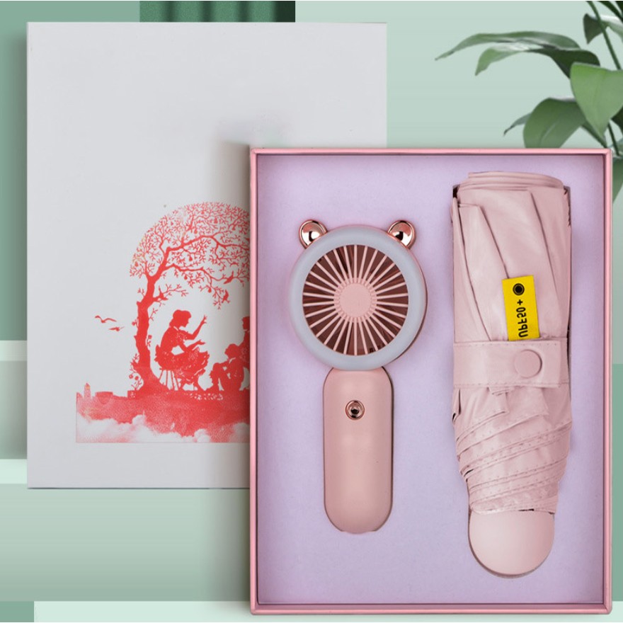 2-Piece Handheld Fan & Umbrella Gift Set 7