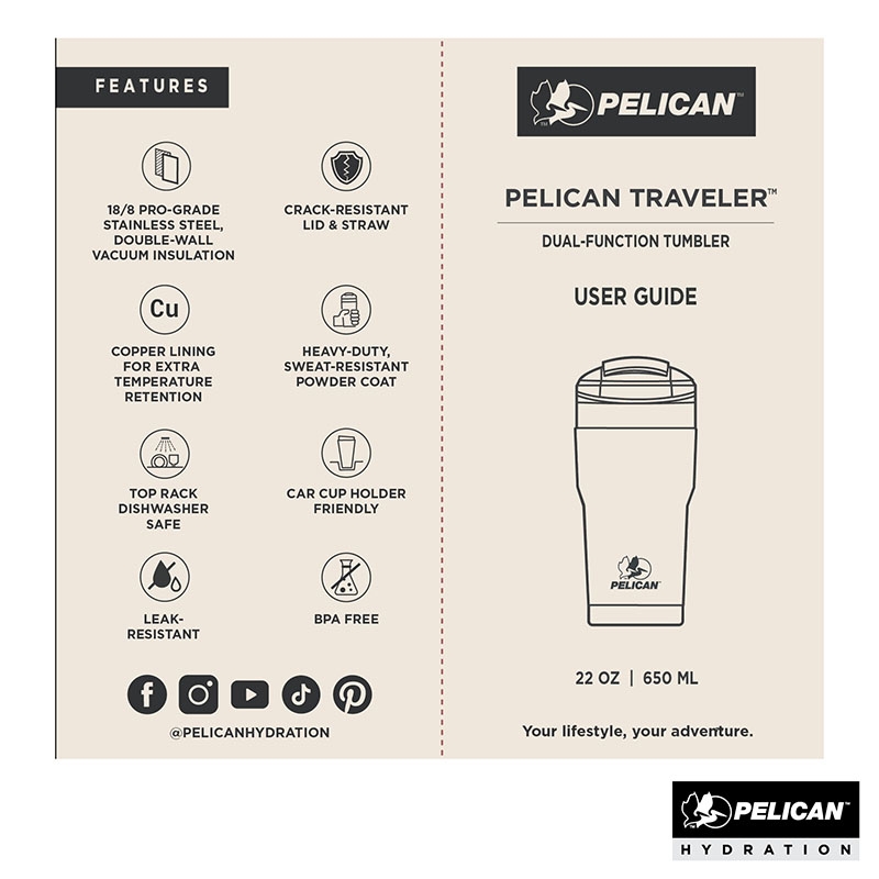 Pelican Traveler™  22 oz. Double Wall Stainless Steel Travel Tumbler 119
