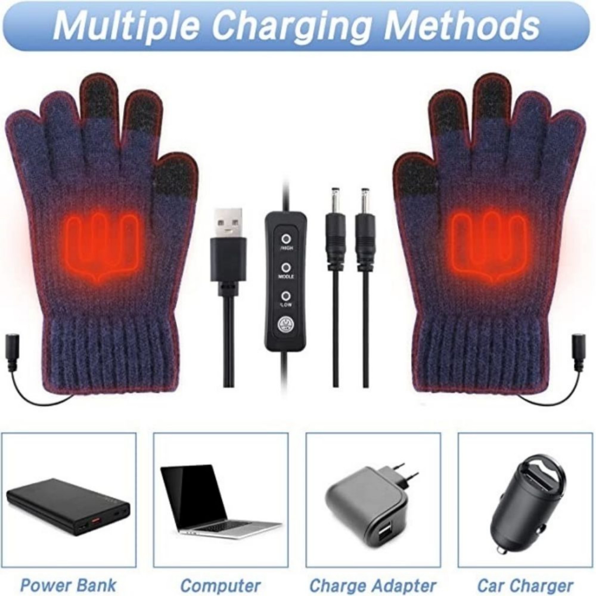 Knitted Woolen USB Hand Warmer Screentouch Gloves 3