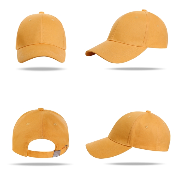 Stock Solid Color Cotton 6 Panel Cap, Double Buckle Back 4