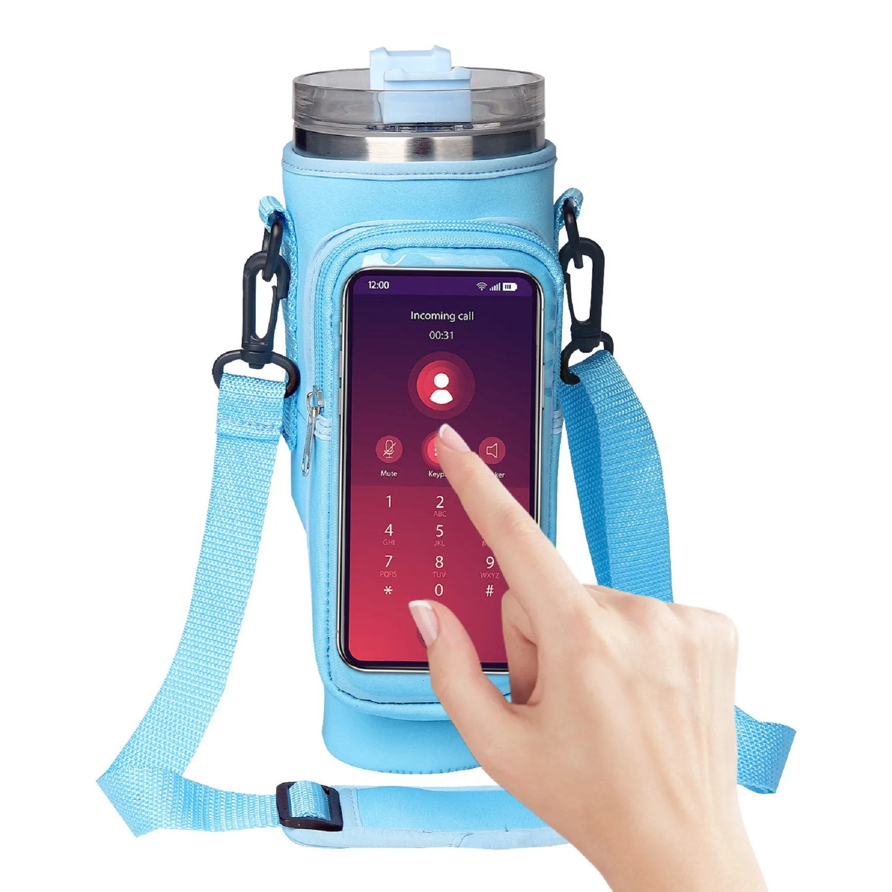 40 Oz. Neoprene Tumbler Sleeve with Touchscreen Phone Bag 7