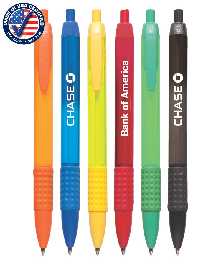 Certified USA Made - Wide Barrel Click Pen with Rubber Grip 1