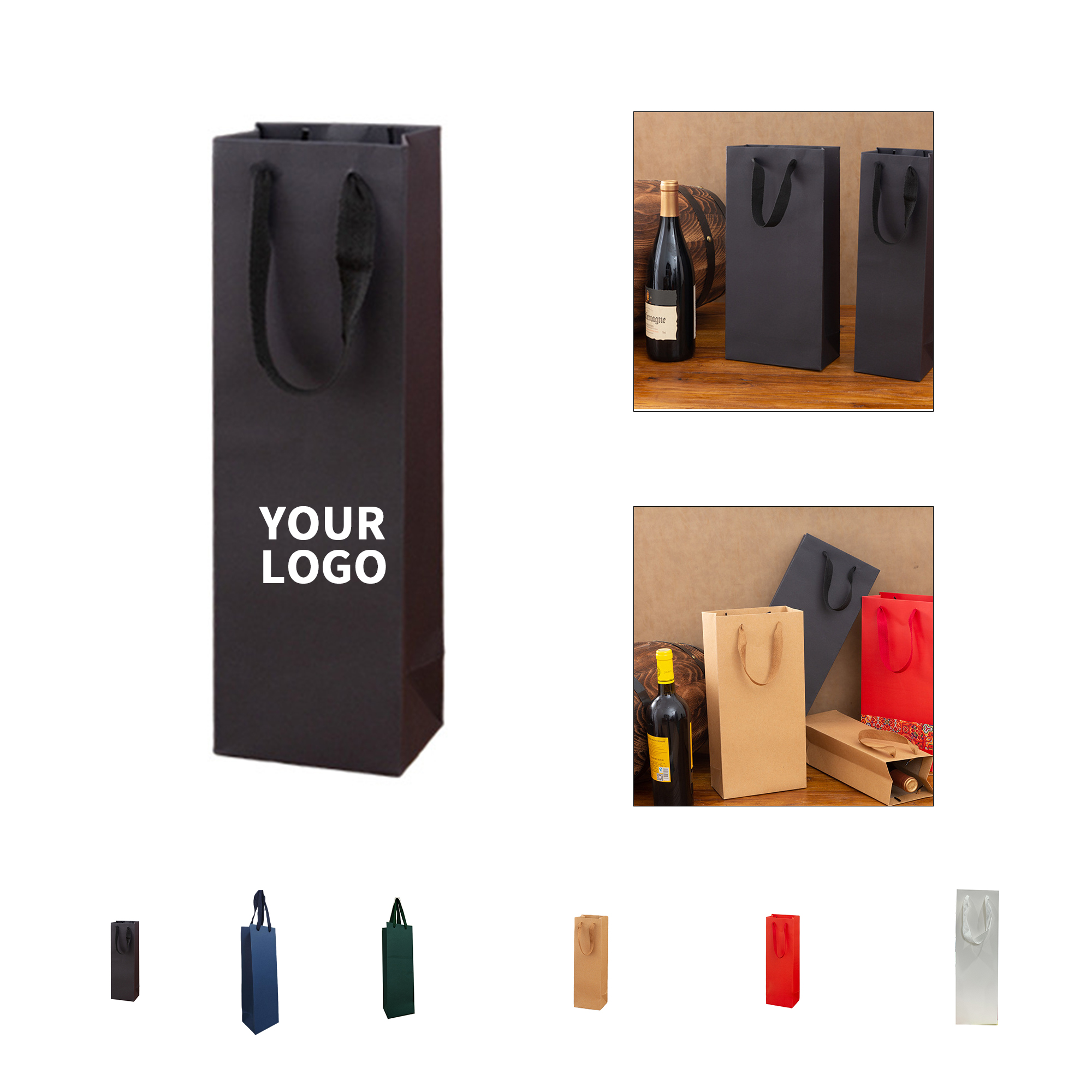 Kraft Paper Single Bottle Wine Gift Carrier 2