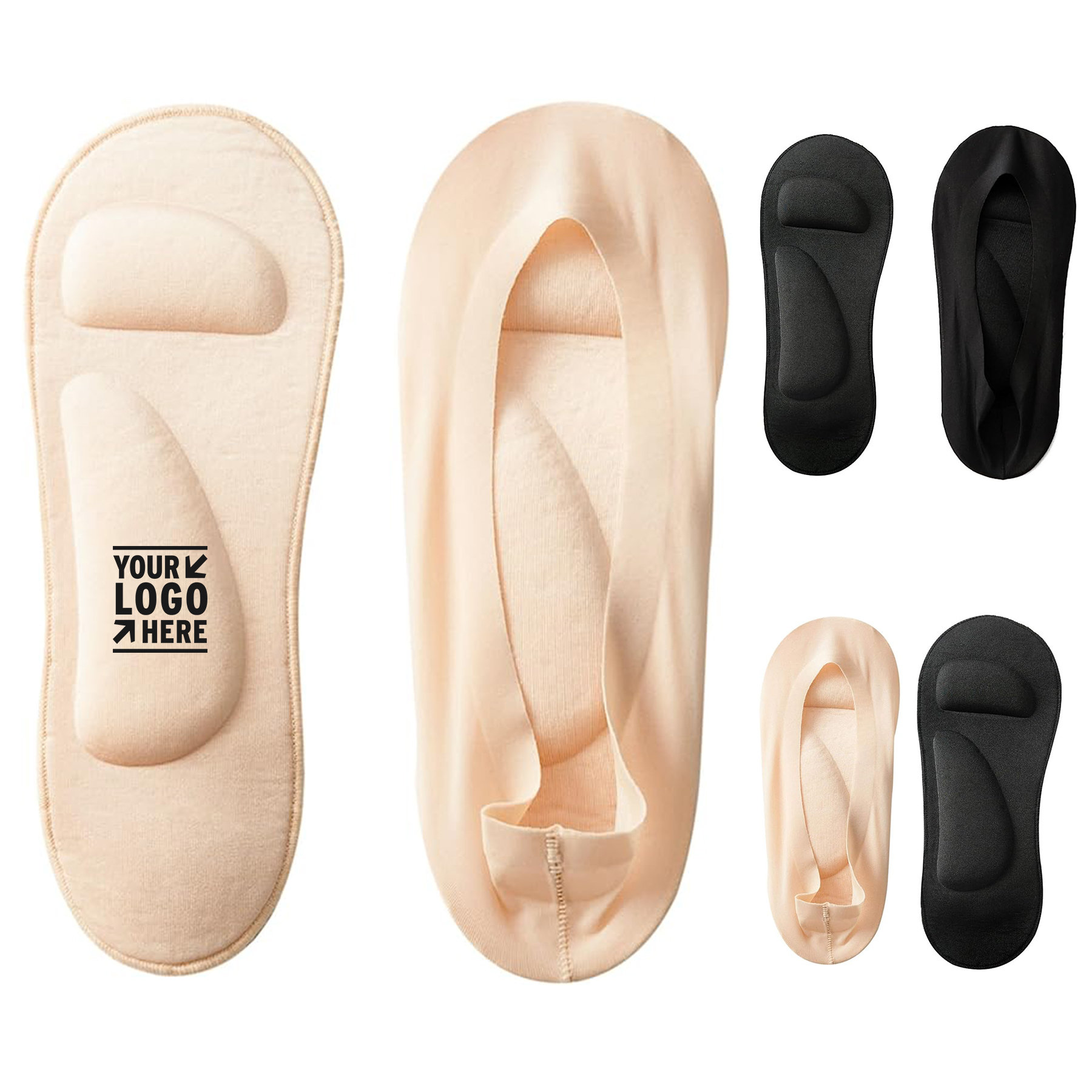 Women's 3D Padded No Show Nylon Socks Sponge Cushion Liner 2