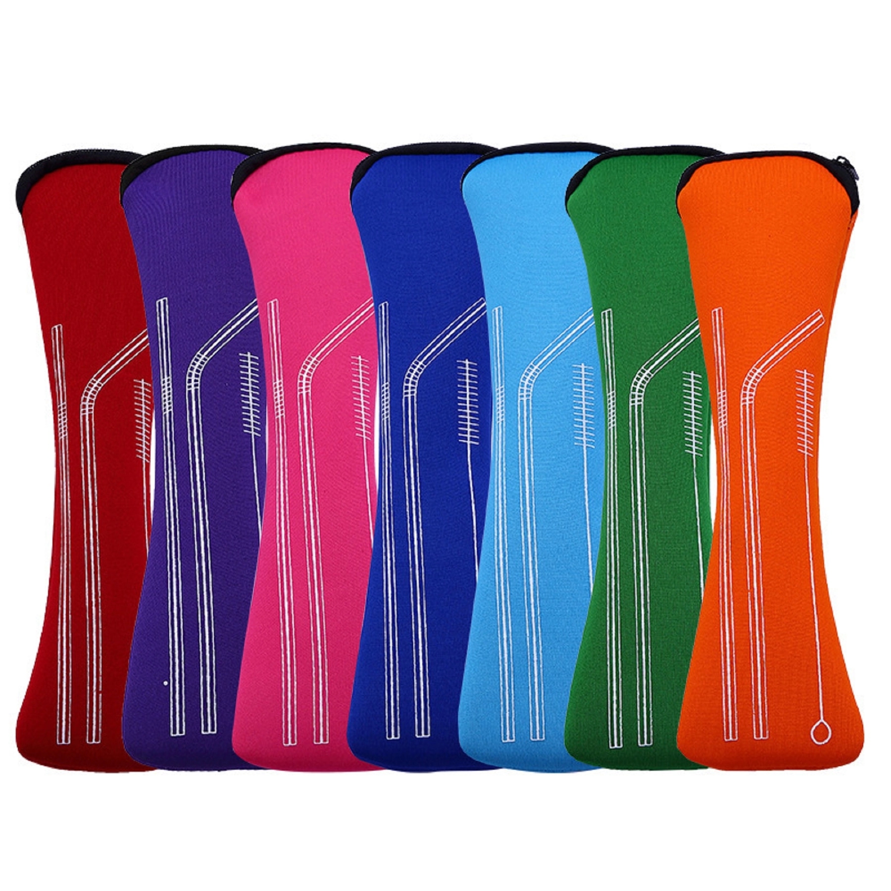 Stainless Steel Drinking Straw with Cleaner in Neoprene Bag 2