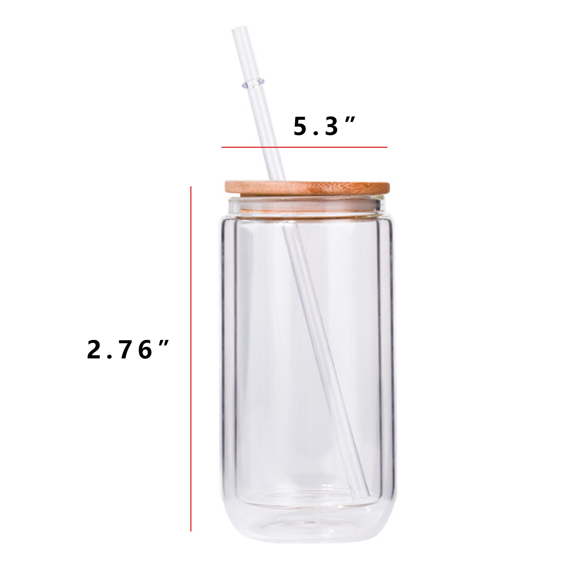12 Oz Double-Wall Drinking Glass Jar W/ Lid And Straw 3