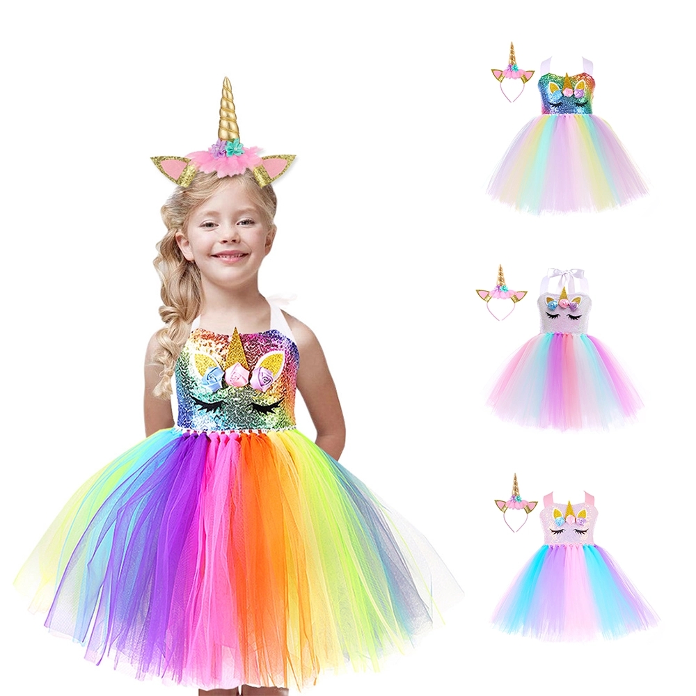 Sequin Unicorn Dress For Girls 1