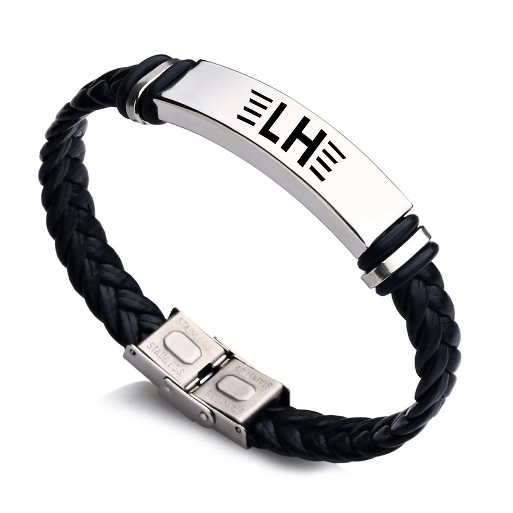 Braided Titanium Steel PU Bracelet 1