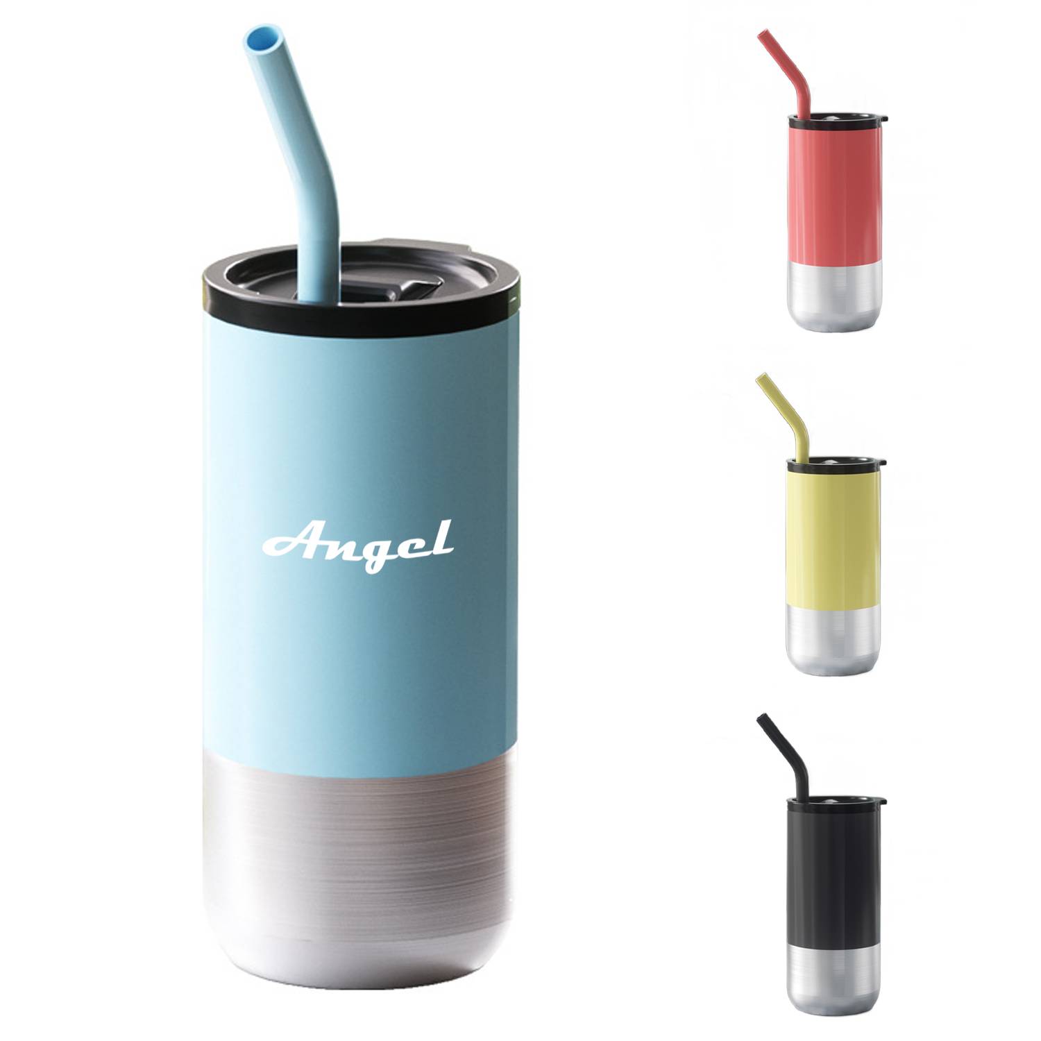 16 Oz Stainless Steel Tumbler Coffee Mug With Lid And Straw 9