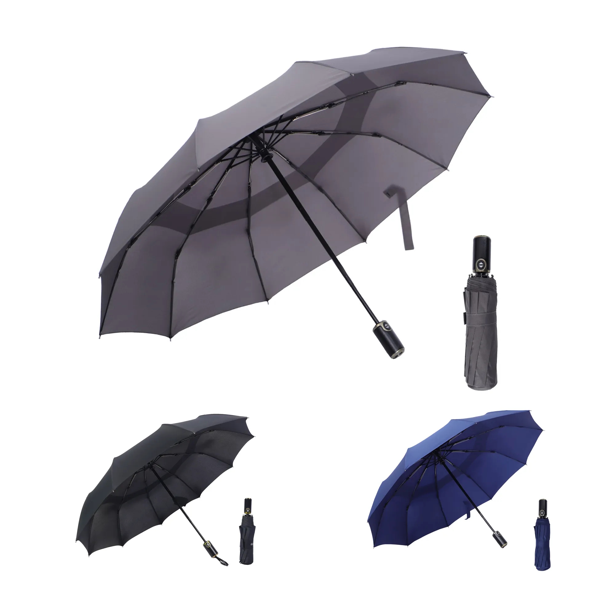 47" Collapsible Fully Automatic Pure Color Umbrella