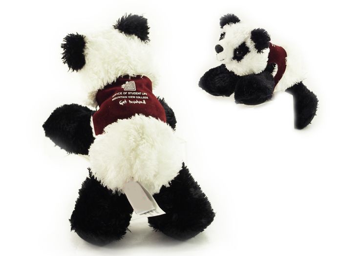 8" Mei Mei Panda with vest and one color imprint 2