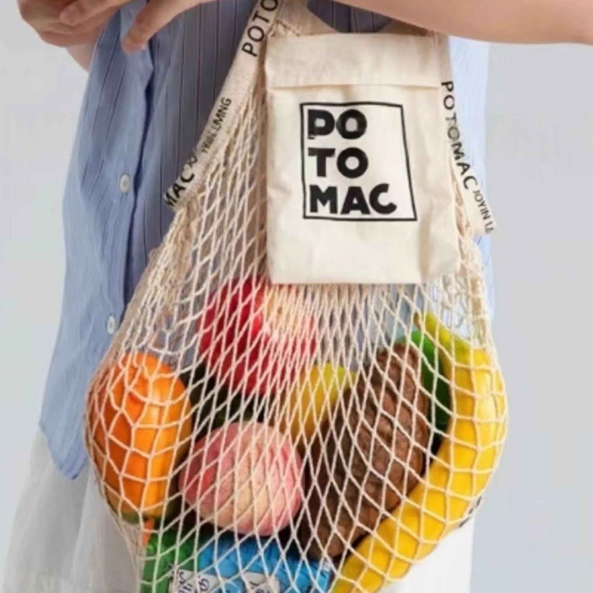 Cotton Net Shopping Tote Bag Portable, custom tote bag with logo imprint 2