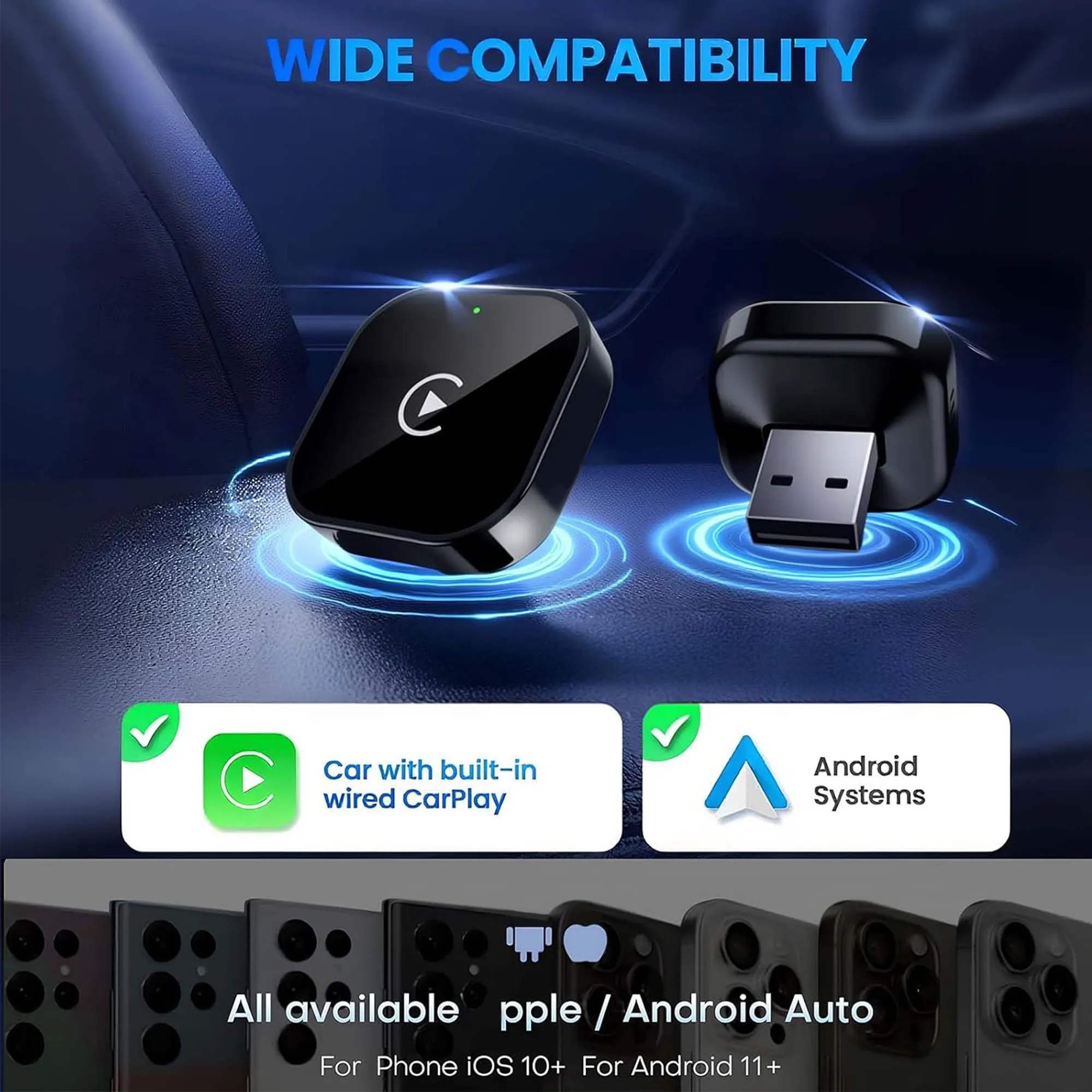 2 In 1 Wireless CarPlay And Android Auto Adapter 2