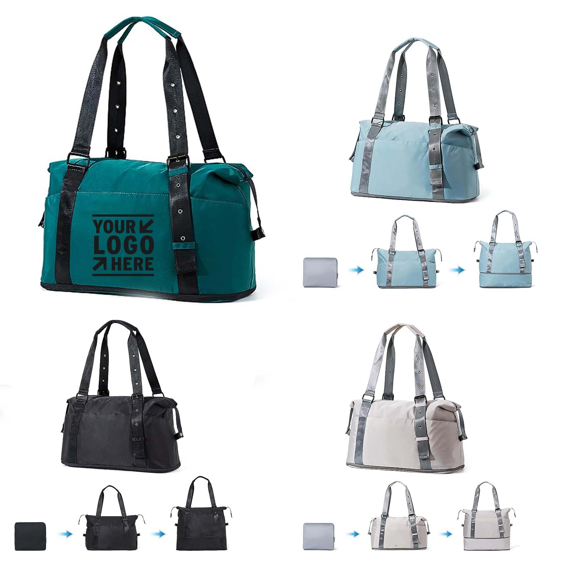 Expandable Foldable Duffle Carry On Weekend Tote Travel Bag With Adjustable Shoulder Strap 2