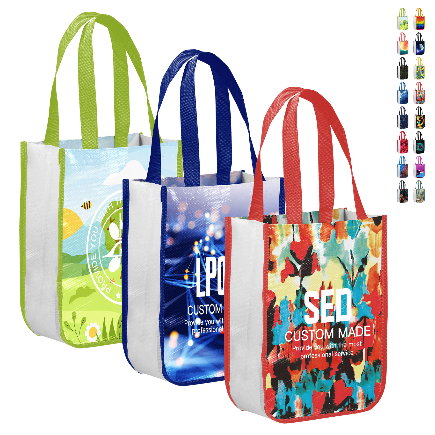 Fully Customizable 105GSM Round-Corner Laminated Tote Bags (12'' x 16'' x 6'') 5