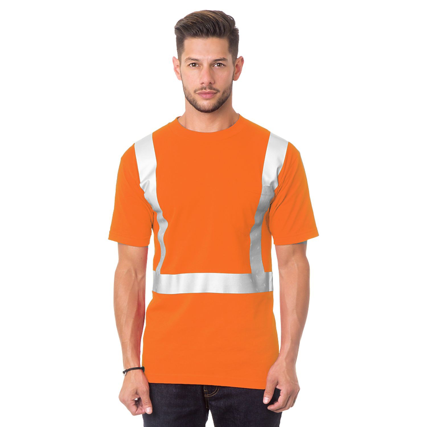 USA-Made 100% Cotton Class 2 Safety T-Shirt with Pocket