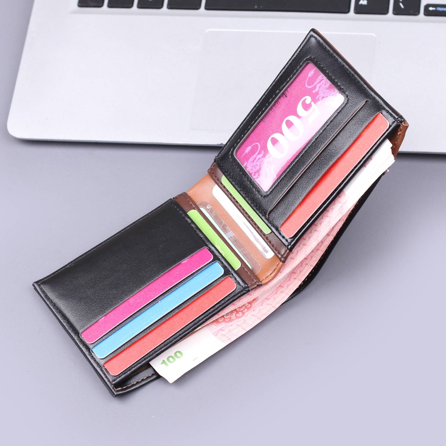 Men PU Leather Bifold Wallet Card Holder 9