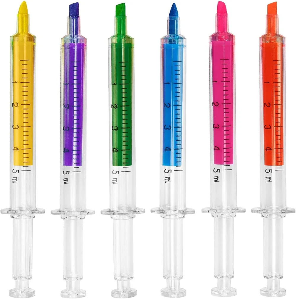 Syringe Highlighters Fluorescent Needle Watercolor Pen 2