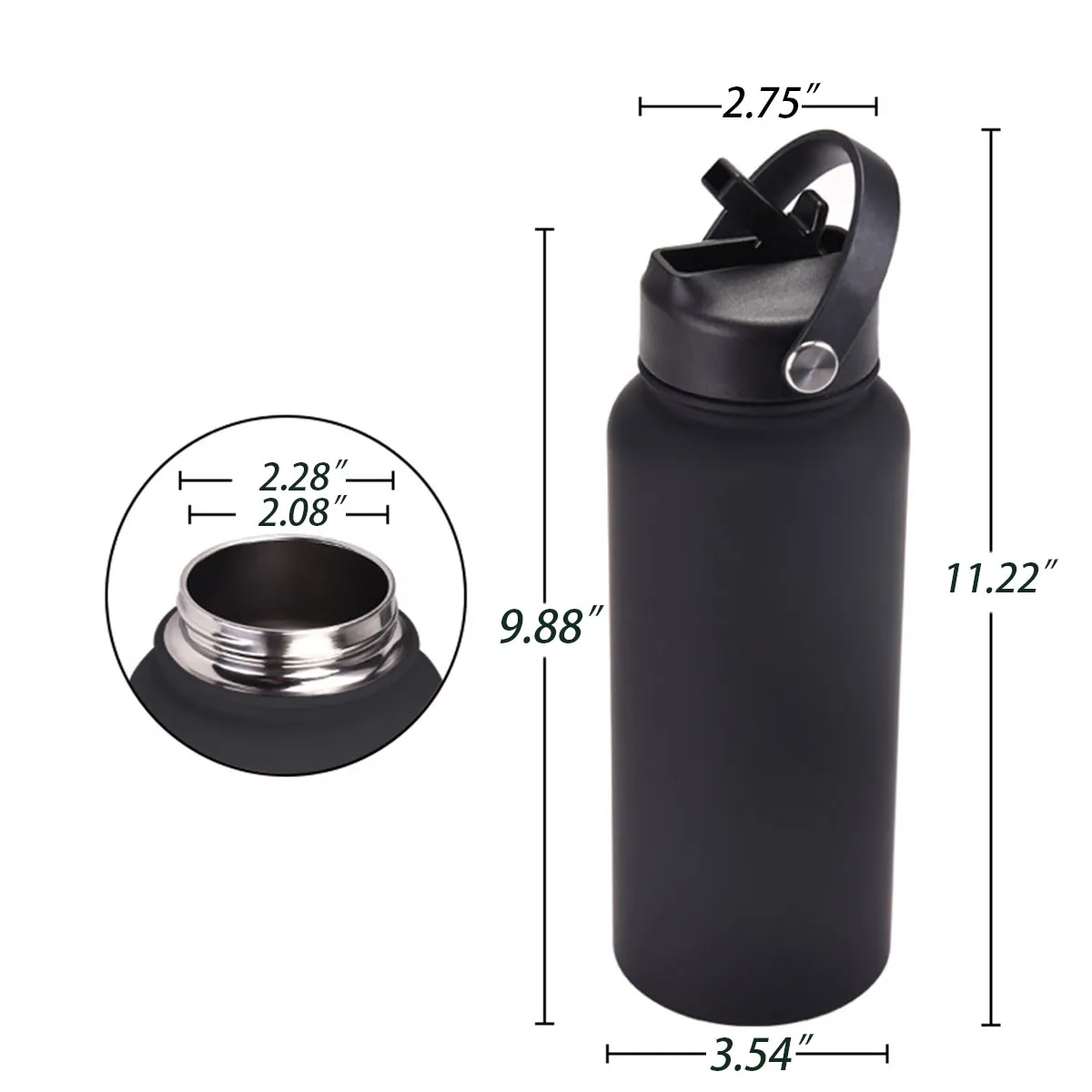 32 Oz Insulated Stainless Steel Water Bottle with Straw, custom water bottle with logo imprint 2