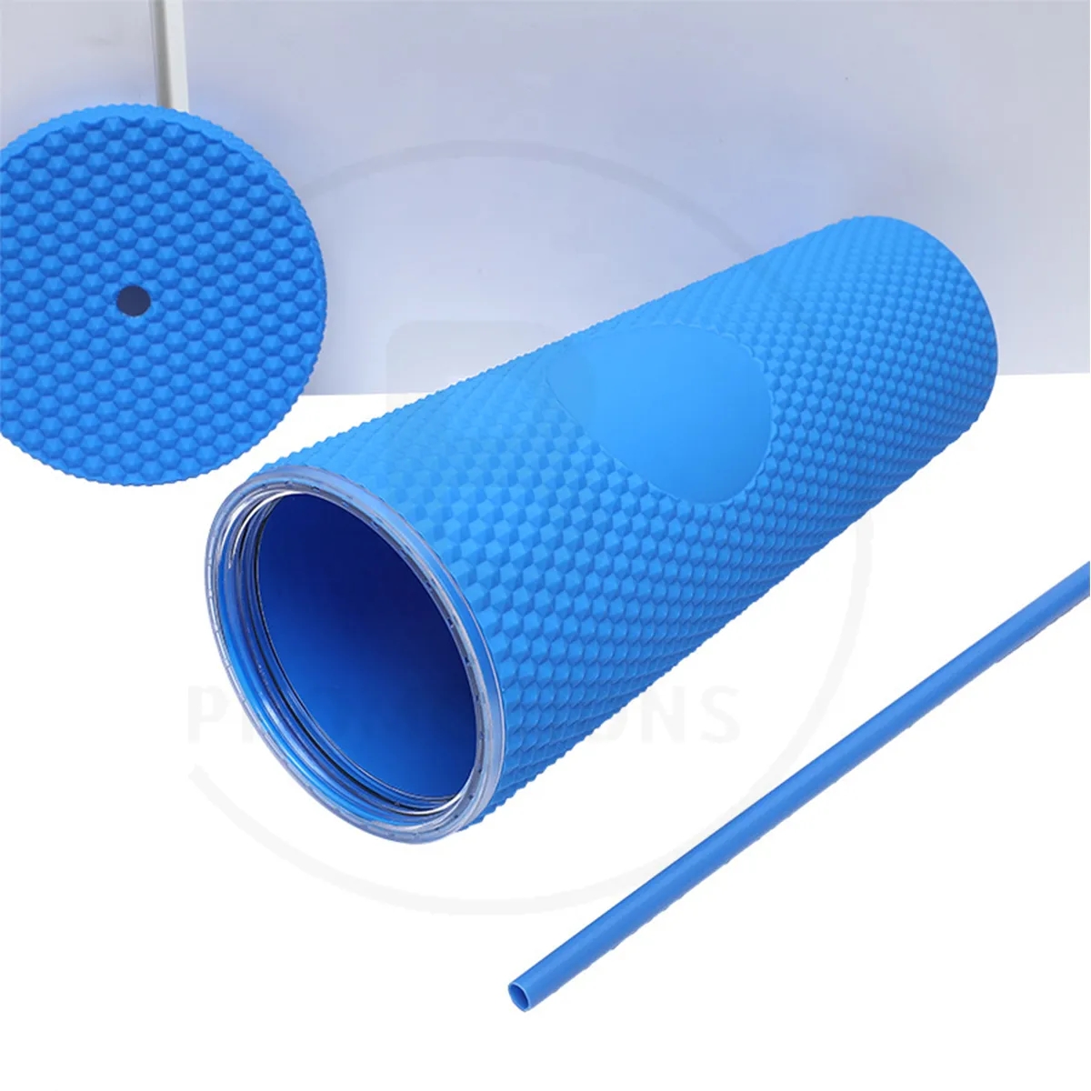 24oz Double Wall Plastic Studded Tumbler with Lid and Straw 2