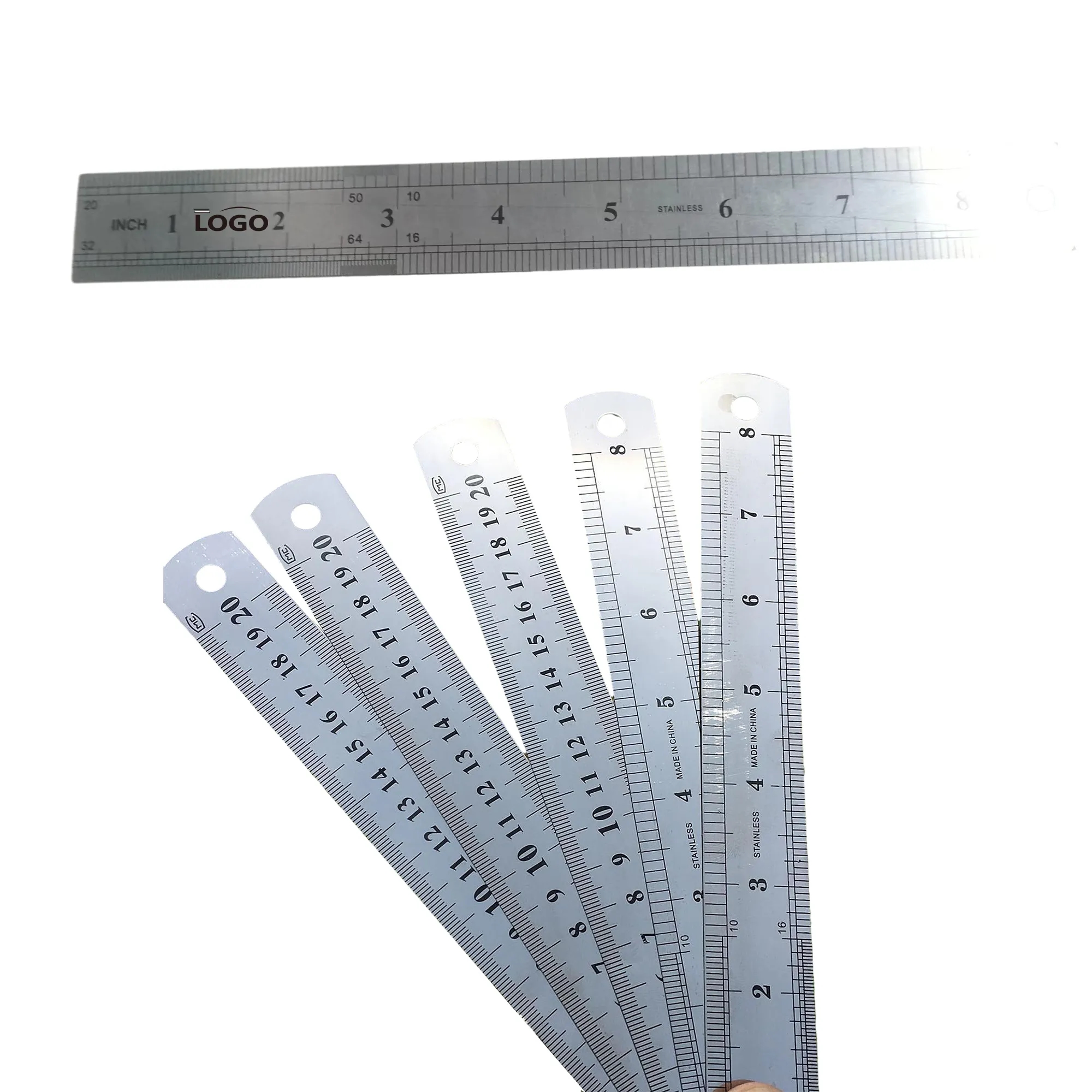 8" 20CM Two-Sided Steel Ruler Measuring Tool MOQ 100PCS 2