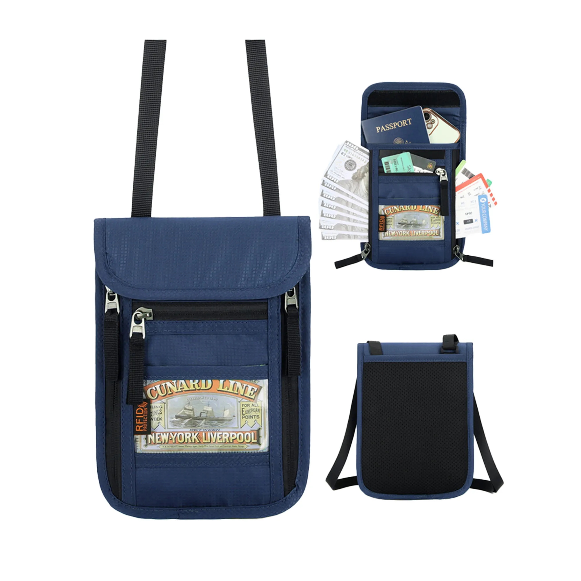 RFID Blocking Passport Holder Neck Pouch 2