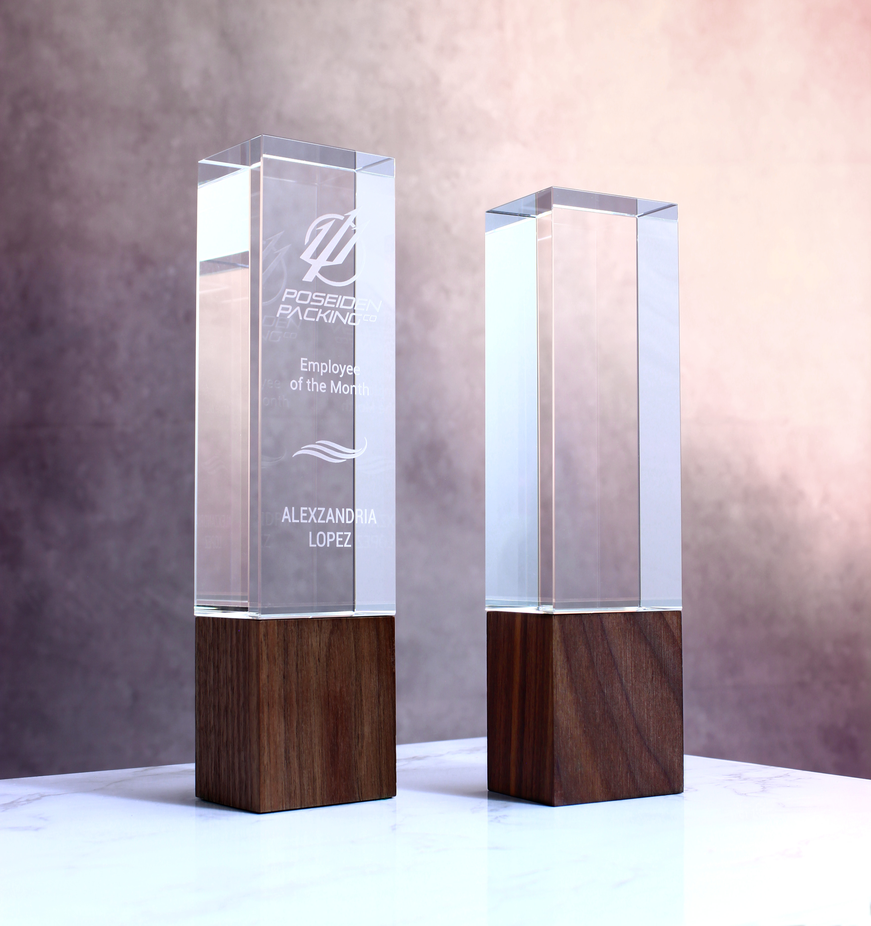 9" Crystal Sierra On Walnut Base Trophy 1