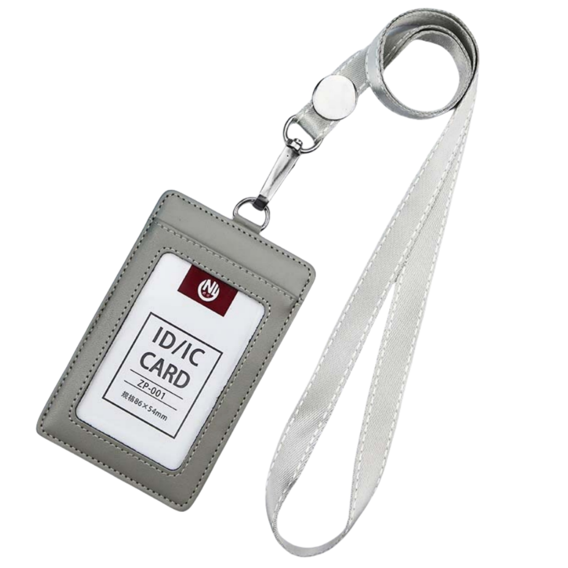 Vertical PU Leather ID Badge Holder with Detachable Neck Lanyard Strap 8