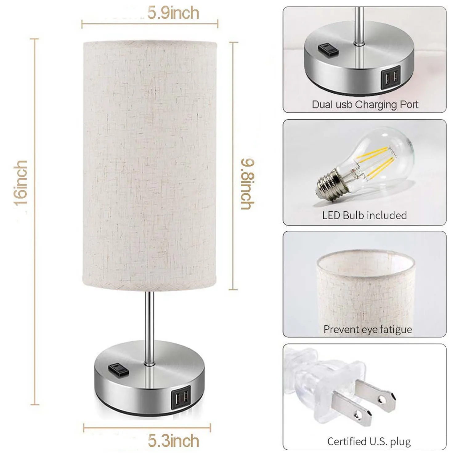Three-Stage Touch Table Lamp With Circular Cloth Cover 1