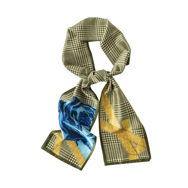 Check silk-like scarves 6