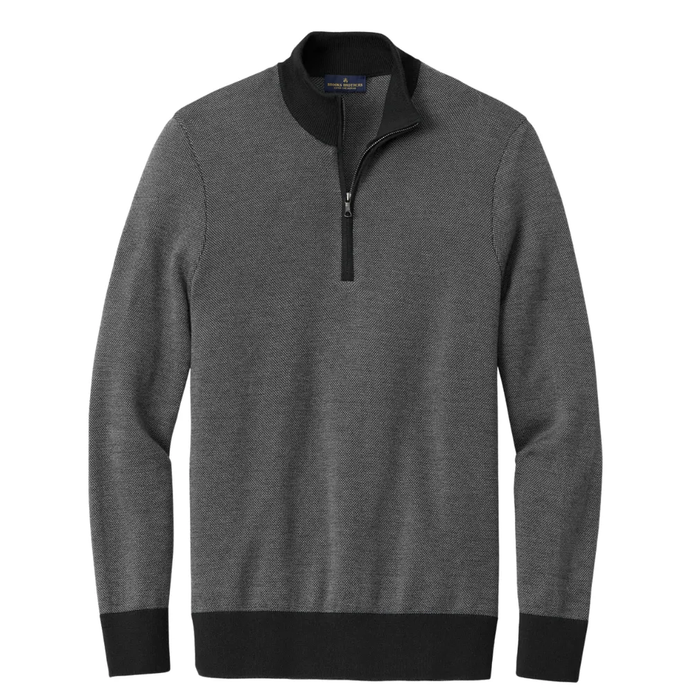 Brooks Brothers (R) Washable Merino Birdseye 1/4-Zip Sweater 4