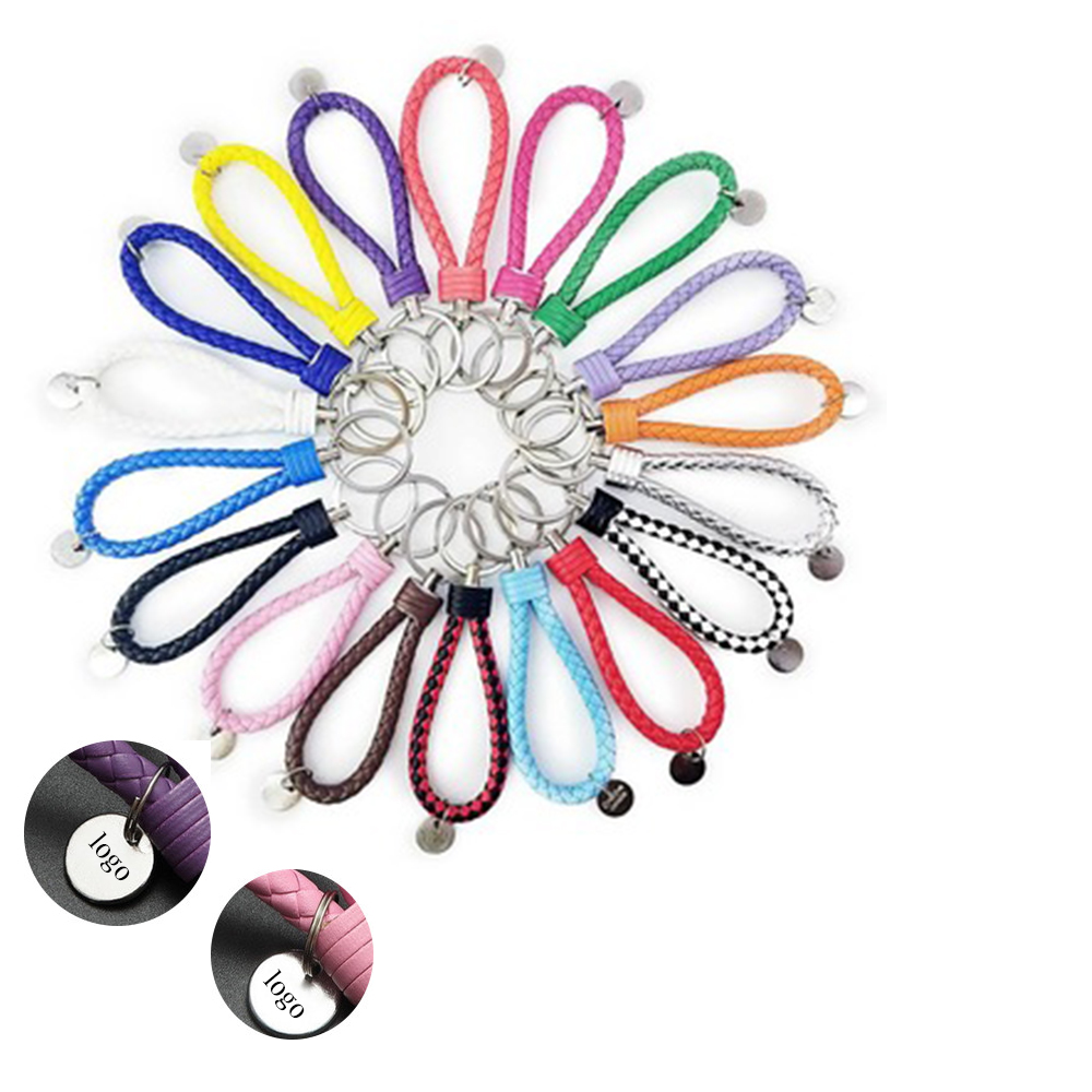 Hand-woven PU Leather Rope Car Keychain 1