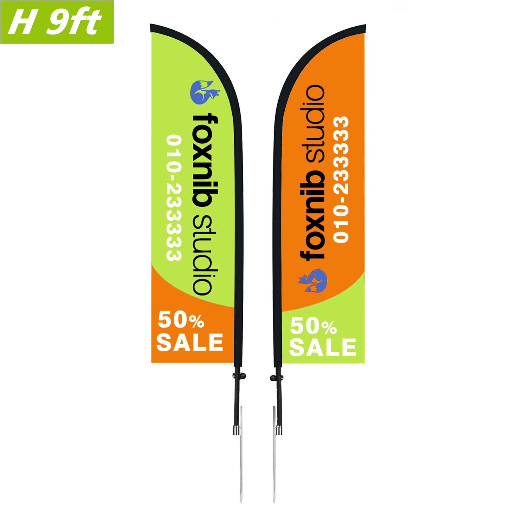 9' Feather Flag Kit- Double Sided W/Spike Base 5