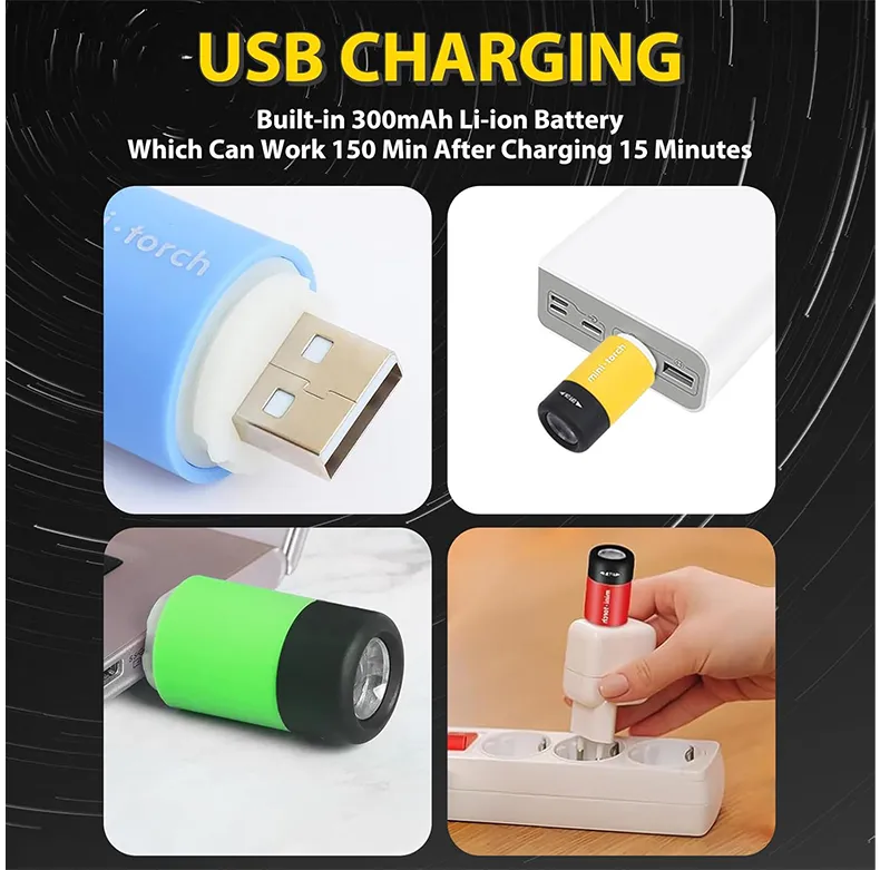 Mini USB Rechargeable Key Chain Flashlights 2