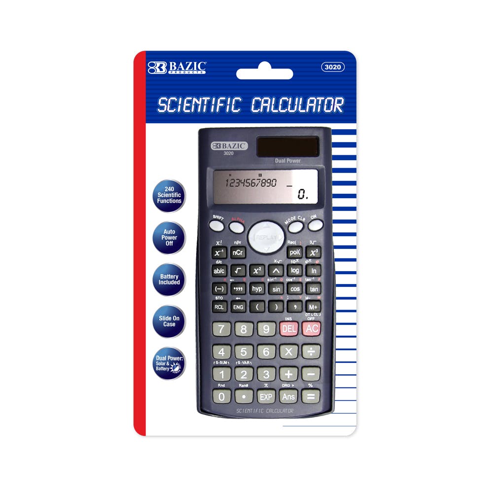 Scientific Calculator - 240 Function Slide-On Case Solar & Battery
