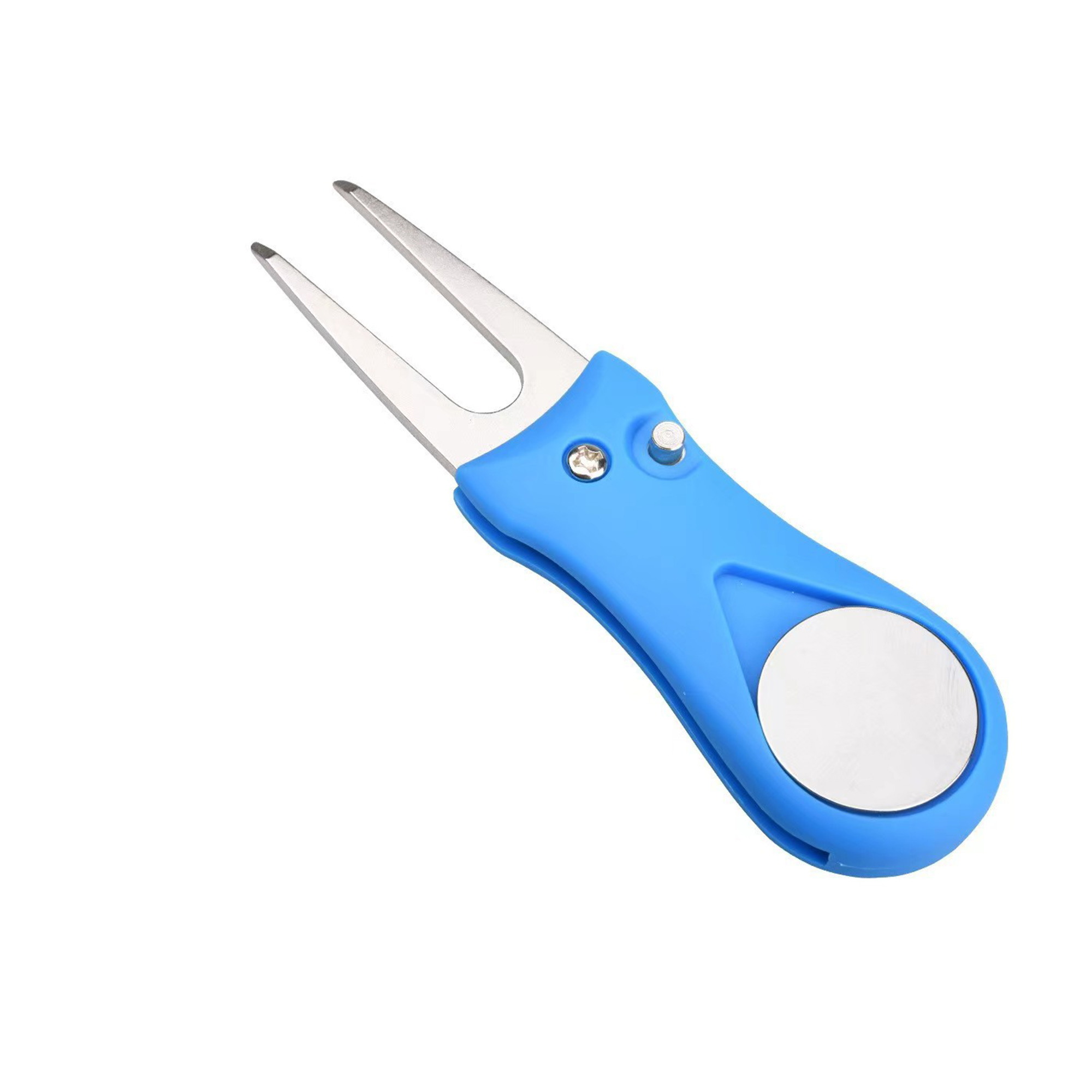 Foldable Golf Divot Tool With Spring Button And Marker 1