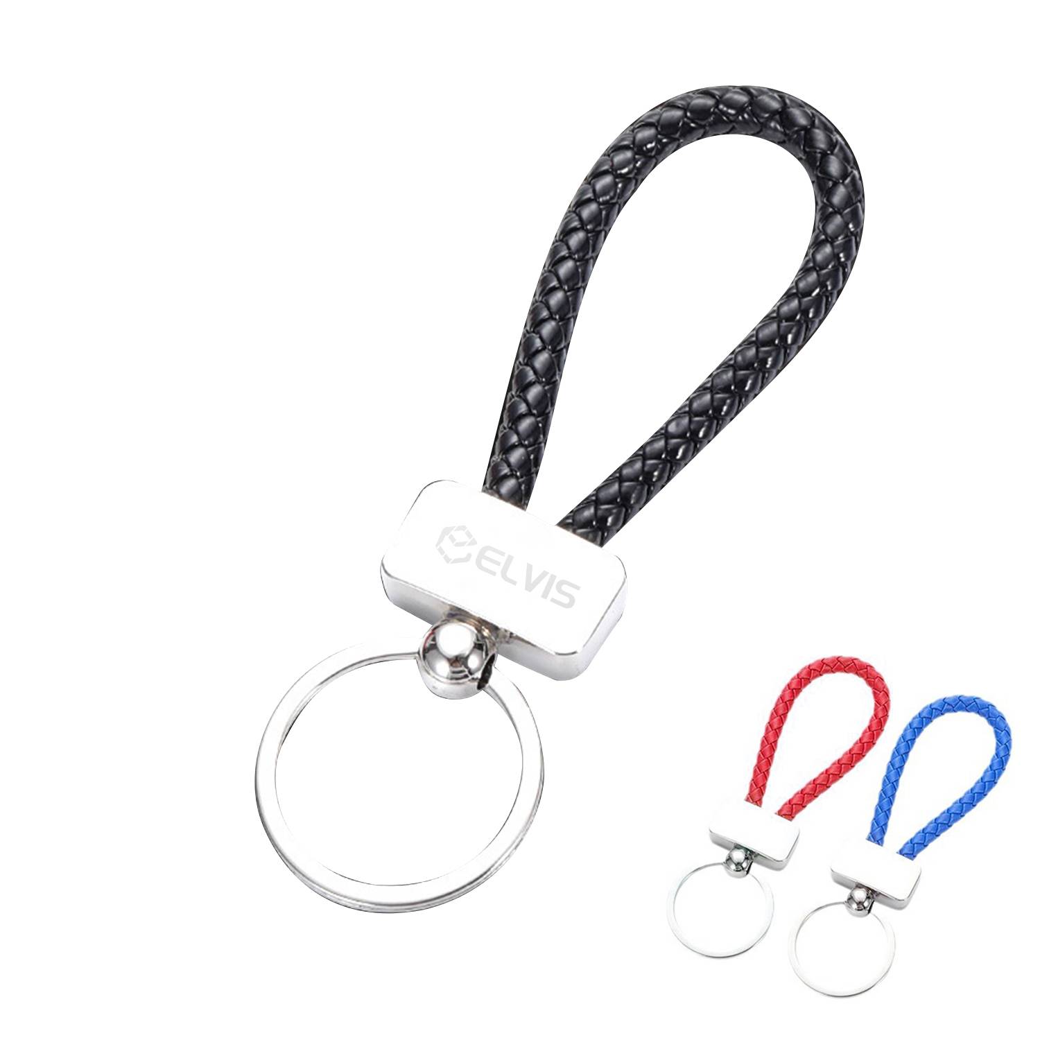 Woven Leather Rope Keychain 1