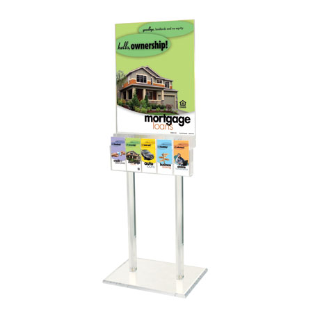 67"h Clear Acrylic Floor Frame , for 22 x 28 poster with 5 pocket 1