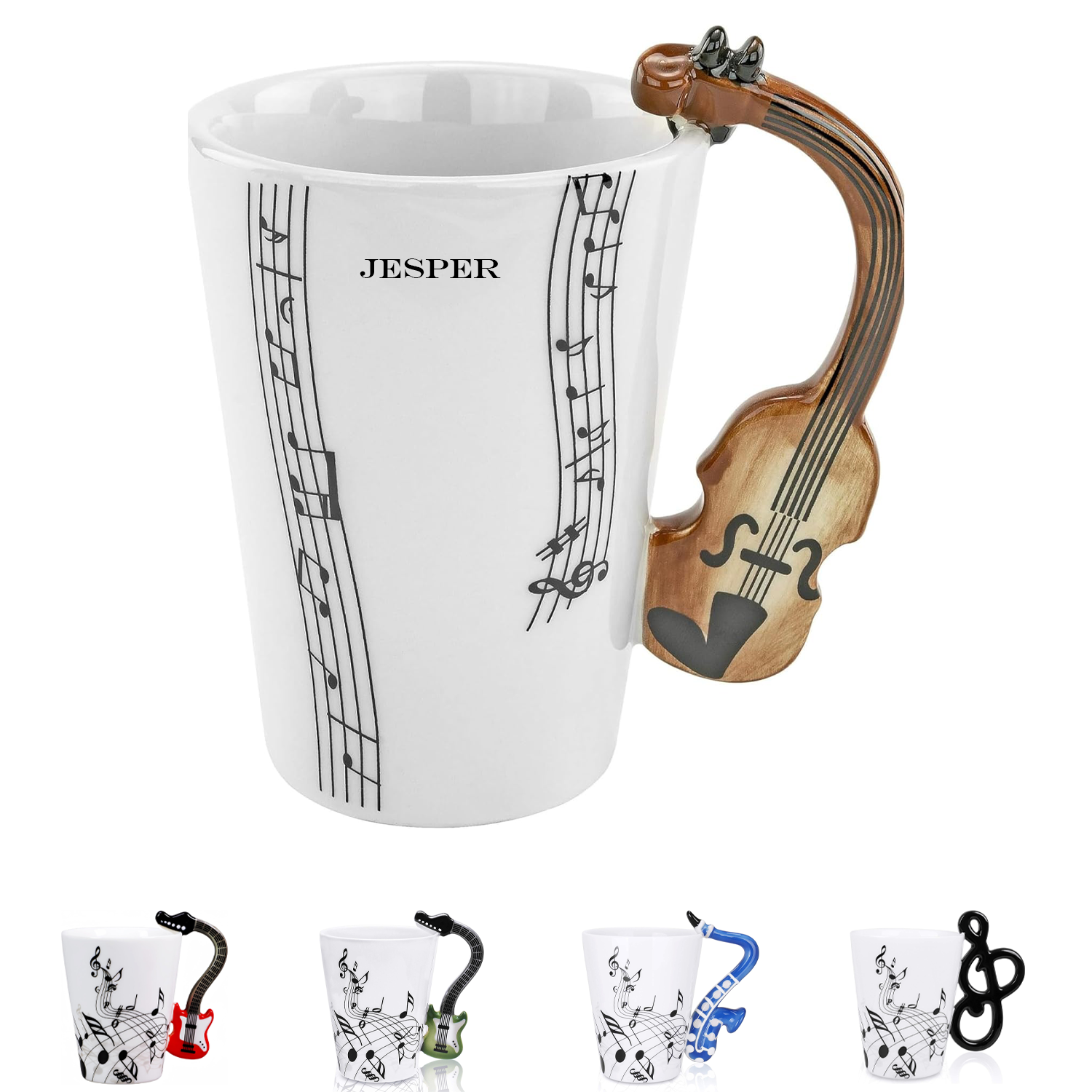 12.9 Oz Music Note Tea Guitar Mug 3