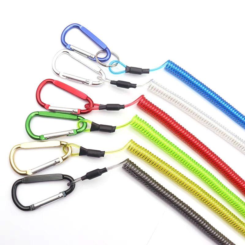 Retractable Safety Coiled Lanyard with Aluminium Alloy Carabiner Clip 9