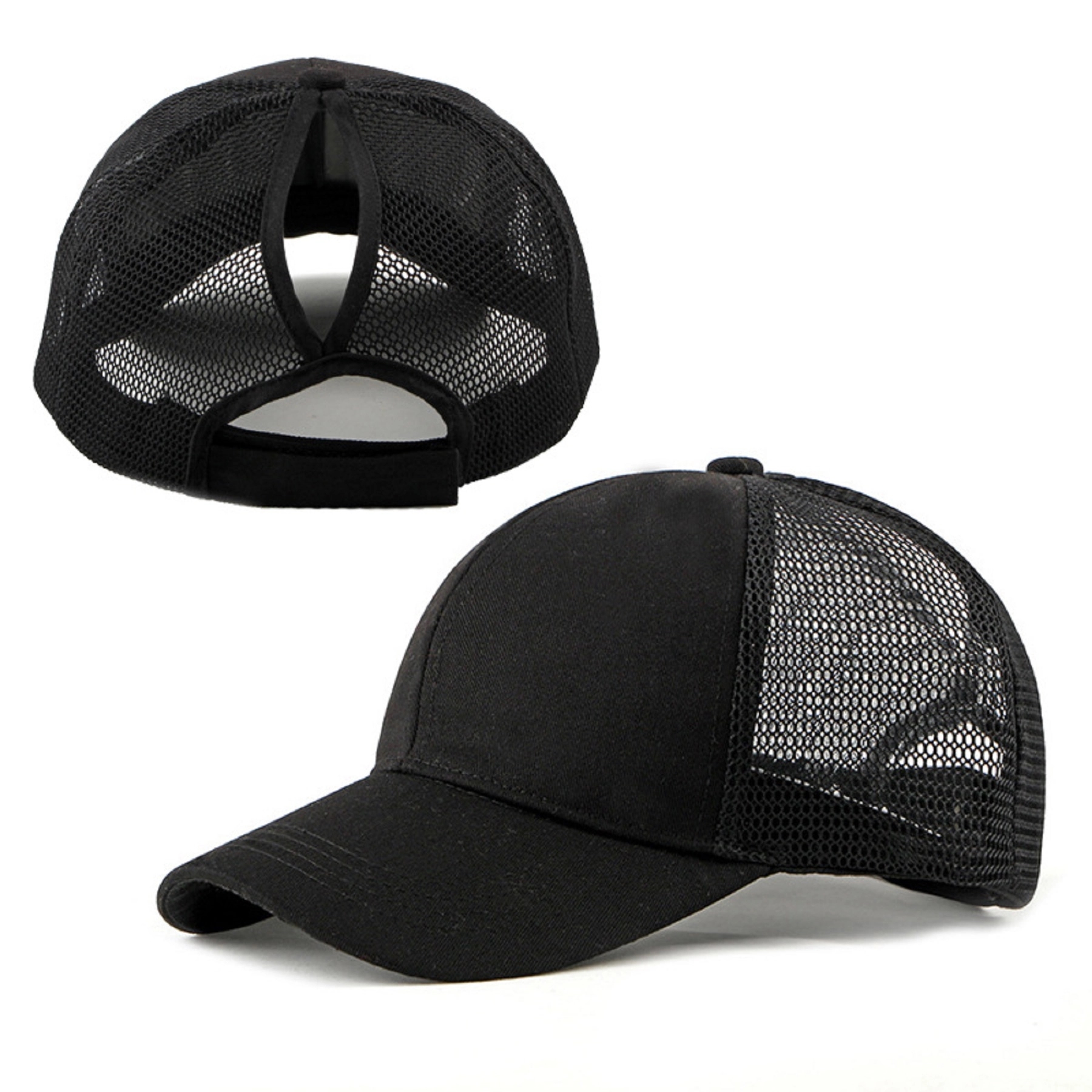 Cotton Horsetail Baseball Cap with Mesh 4
