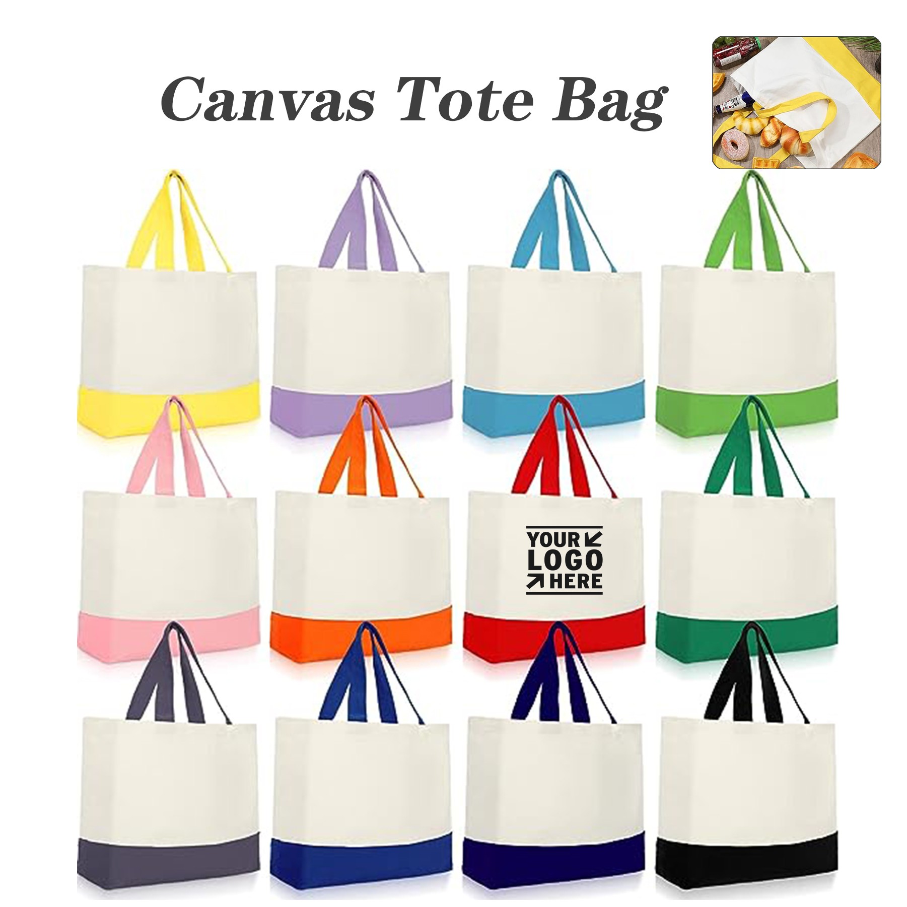 Bulk 18.5 x 15 Inch Reusable Grocery Canva Tote Shopping Bag 3