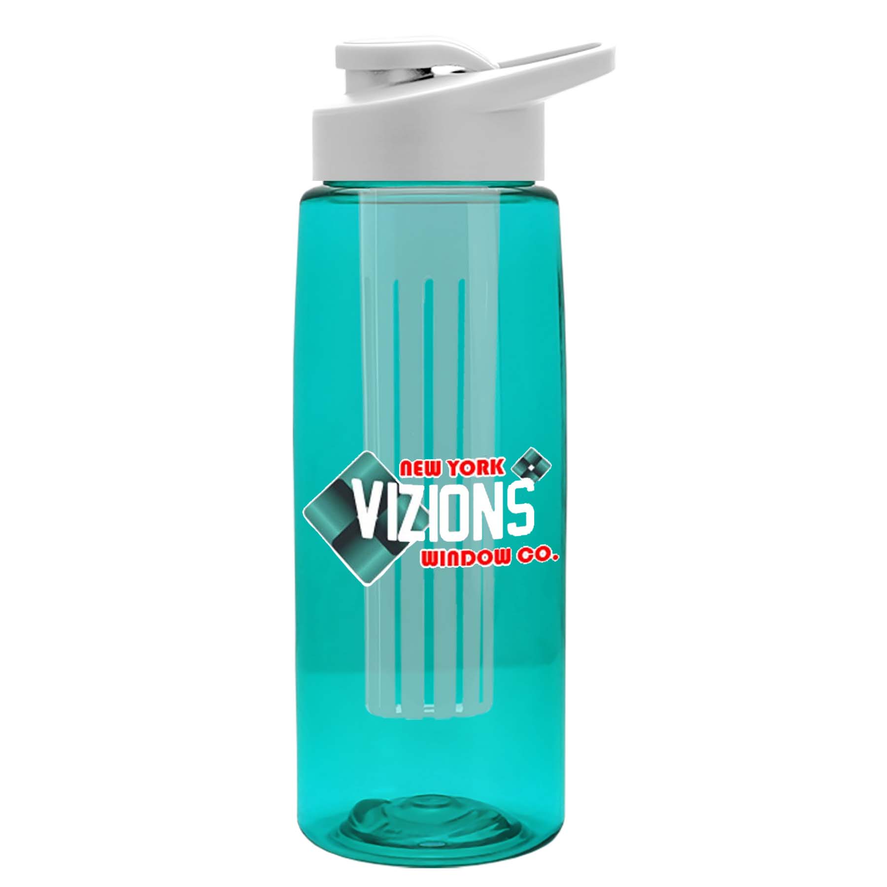 The Flair - 26 oz. Transparent Tritan Bottle with Drink thru , Large infuser, and Digital Imprint