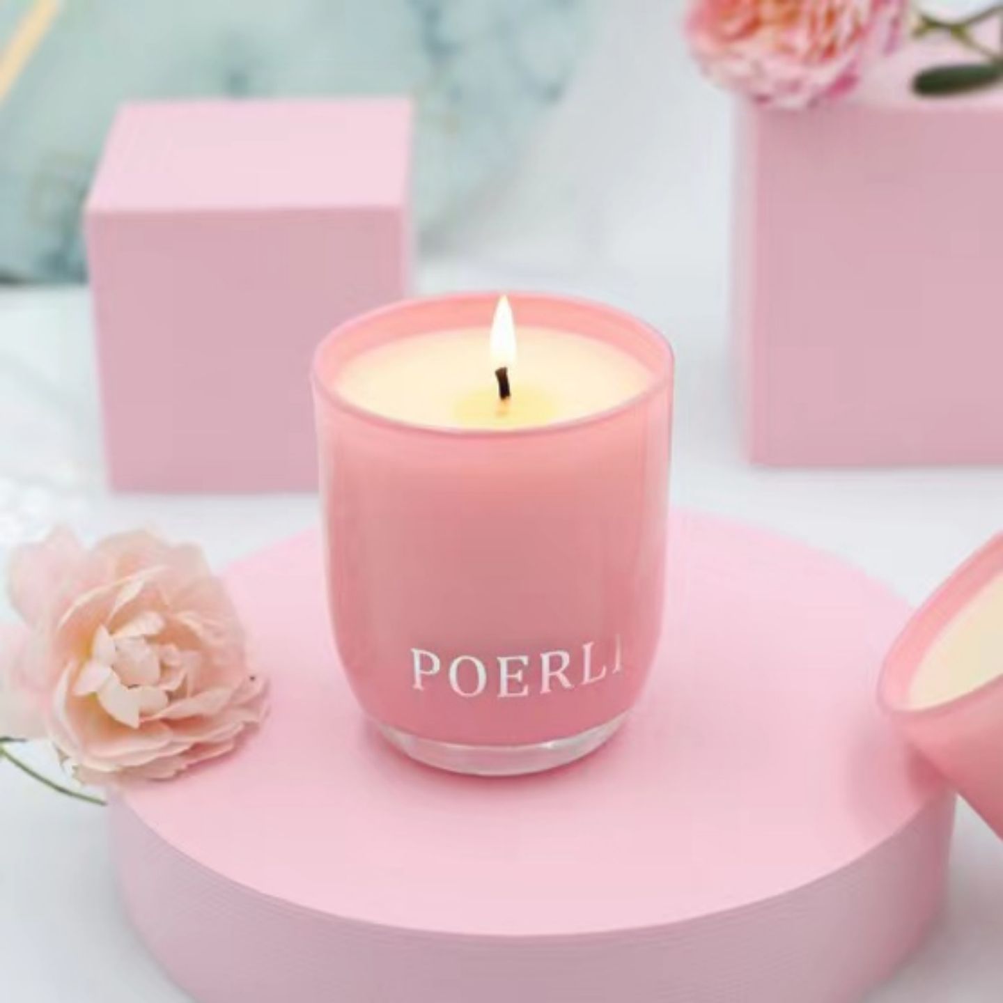 Vintage Light Pink Scented Soybean Wax Candle 4