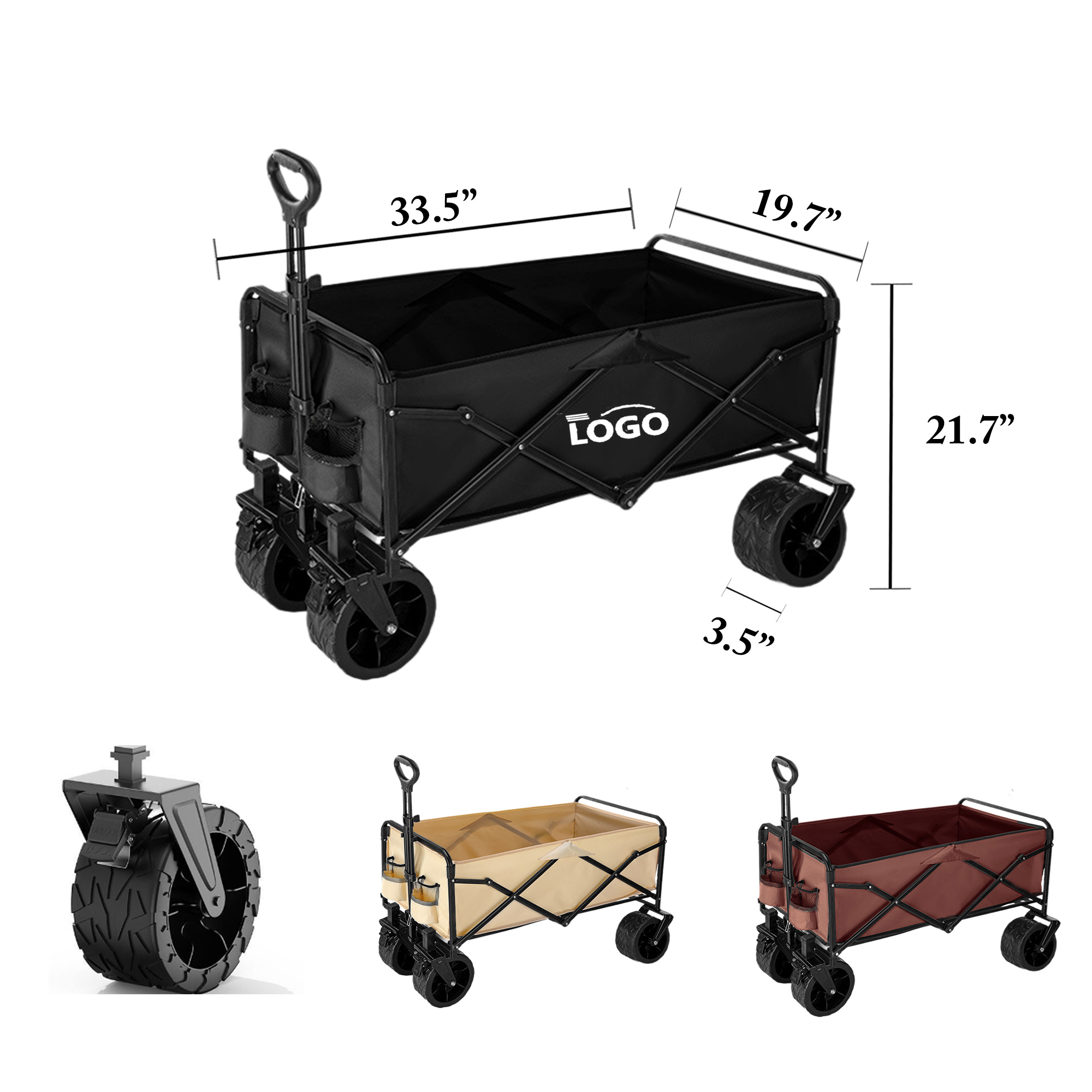 Folding Picnic Cart With Brakes And Large Wheels 5